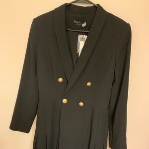 ALICE + OLIVIA Black Coat Jacket Dress with Slip